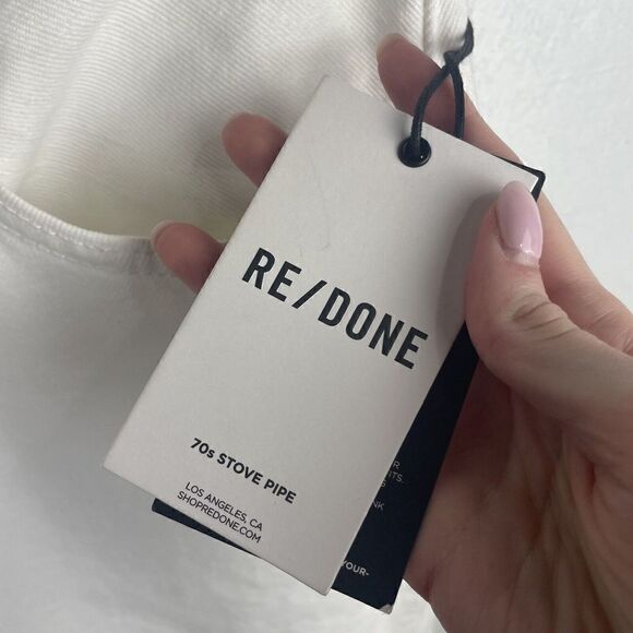 NWT Re/Done White Destroyed 70s Stove Pipe Jean 3WSTV27 Button Fly Size 28 $295 - Picture 7 of 8